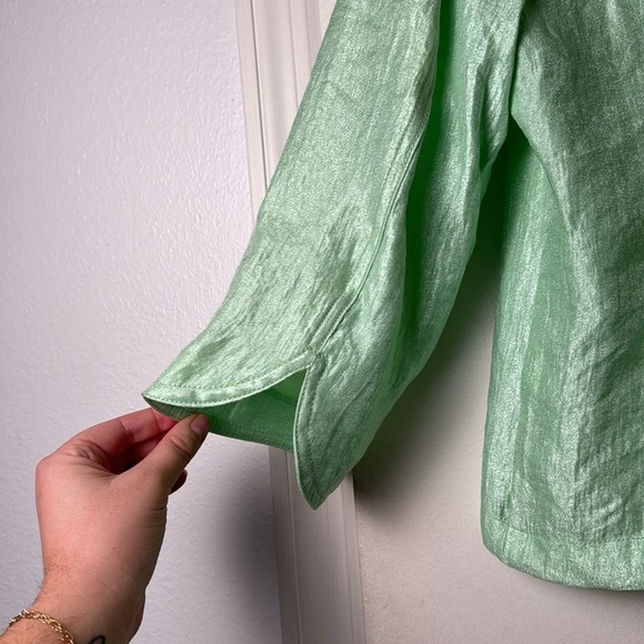 Casual Ruby Rd. Iridescent Green Button Up Spring Jacket Size 16 - Picture 8 of 8